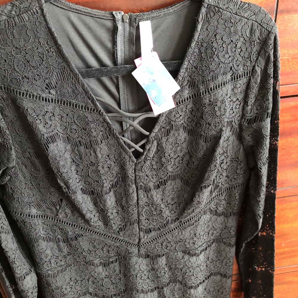 Black lace midi dress